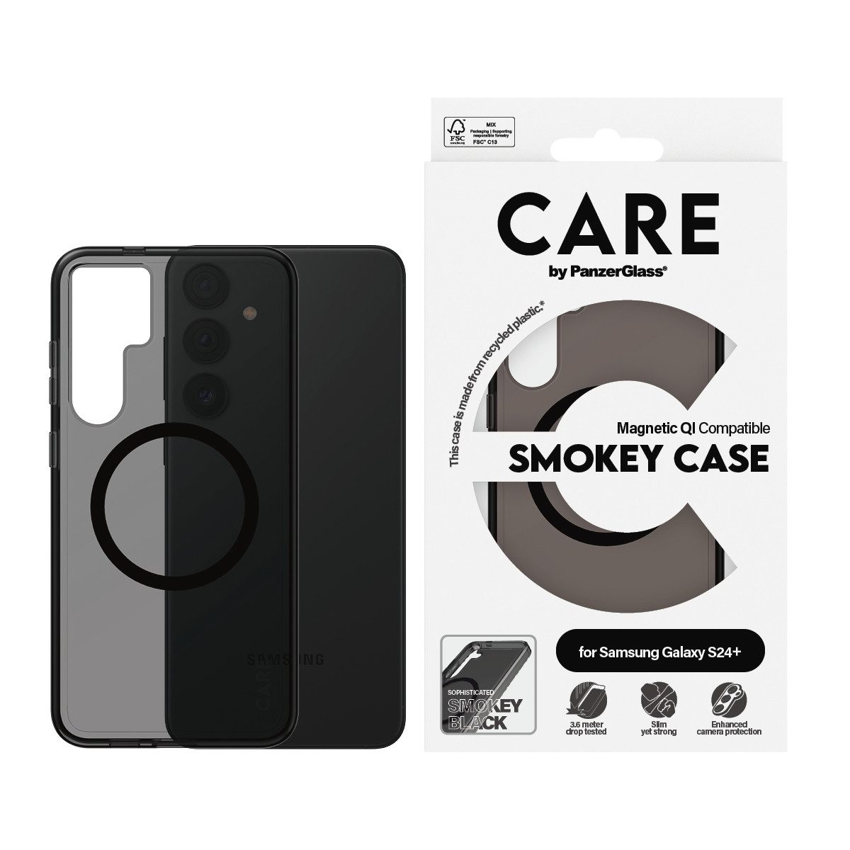 CARE by PanzerGlass Handyhülle Magnetic Compatible Smokey Case für Samsung Galaxy S24+, Backcover, Schutzhülle, Handyschutzhülle, Case, Schutzcase, stoßfest
