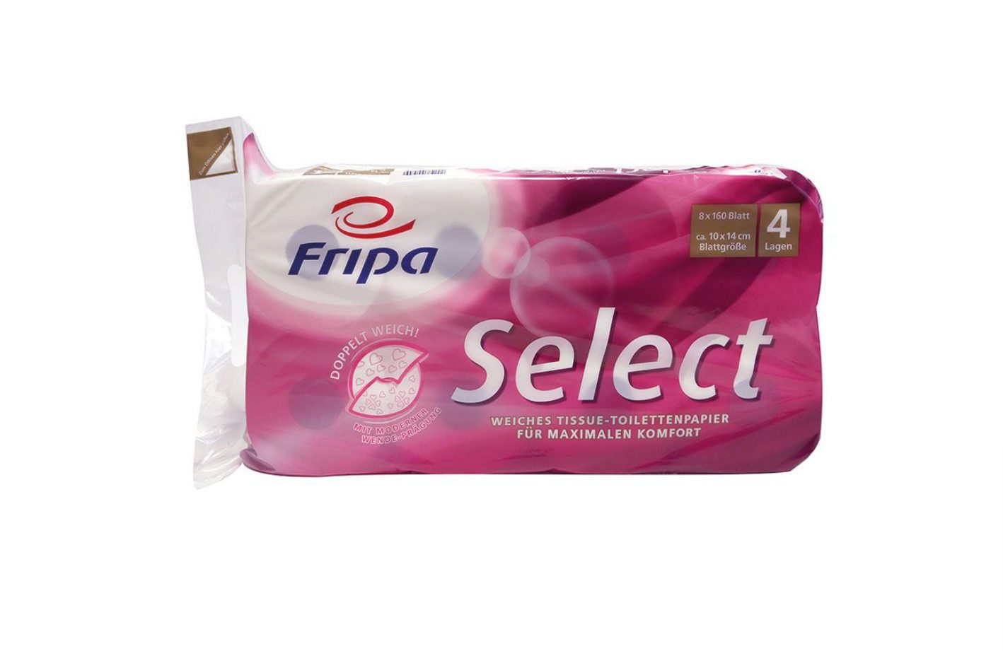 DocMed Toilettenpapier Fripa - Toilettenpapier select, 4-lagig (8 Rollen oder 6er Pack 8-St. Umweltfreundliches Toilettenpapier), Hohe Ergiebigkeit, Elegante Dekorprägung