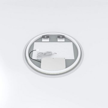 AQUABATOS LED-Lichtspiegel Badspiegel rund mit Beleuchtung LED Wandspiegel 60 cm, 3 Lichtfarben einstellbar, Beschlagfrei, Touch, Dimmbar, IP44