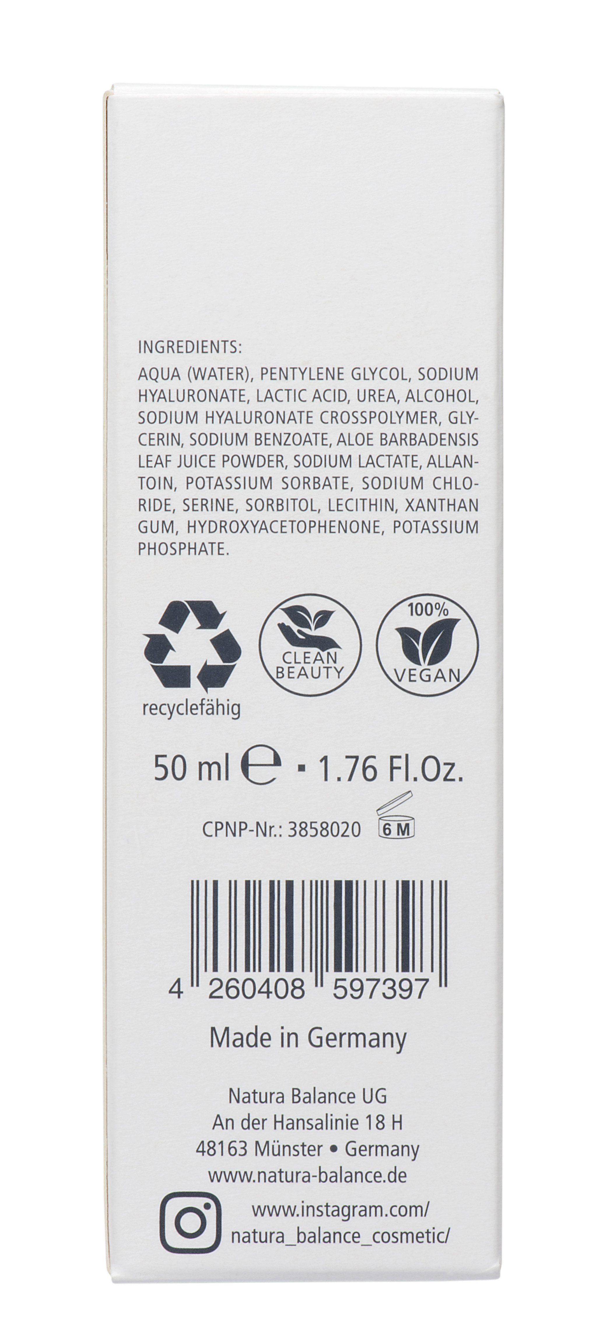 Natura Balance Gesichtspflege 5fach Hyaluron Hyaluronsäure Gel 50ml Gesicht Falten, 5 fach Hyaluron