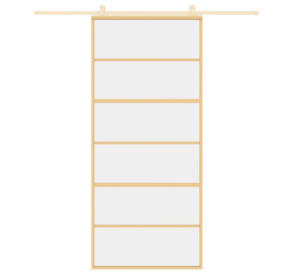 Thumbnail - vidaXL Haustür Schiebetür Golden 90x205 cm ESG-Klarglas und Aluminium (1-St)