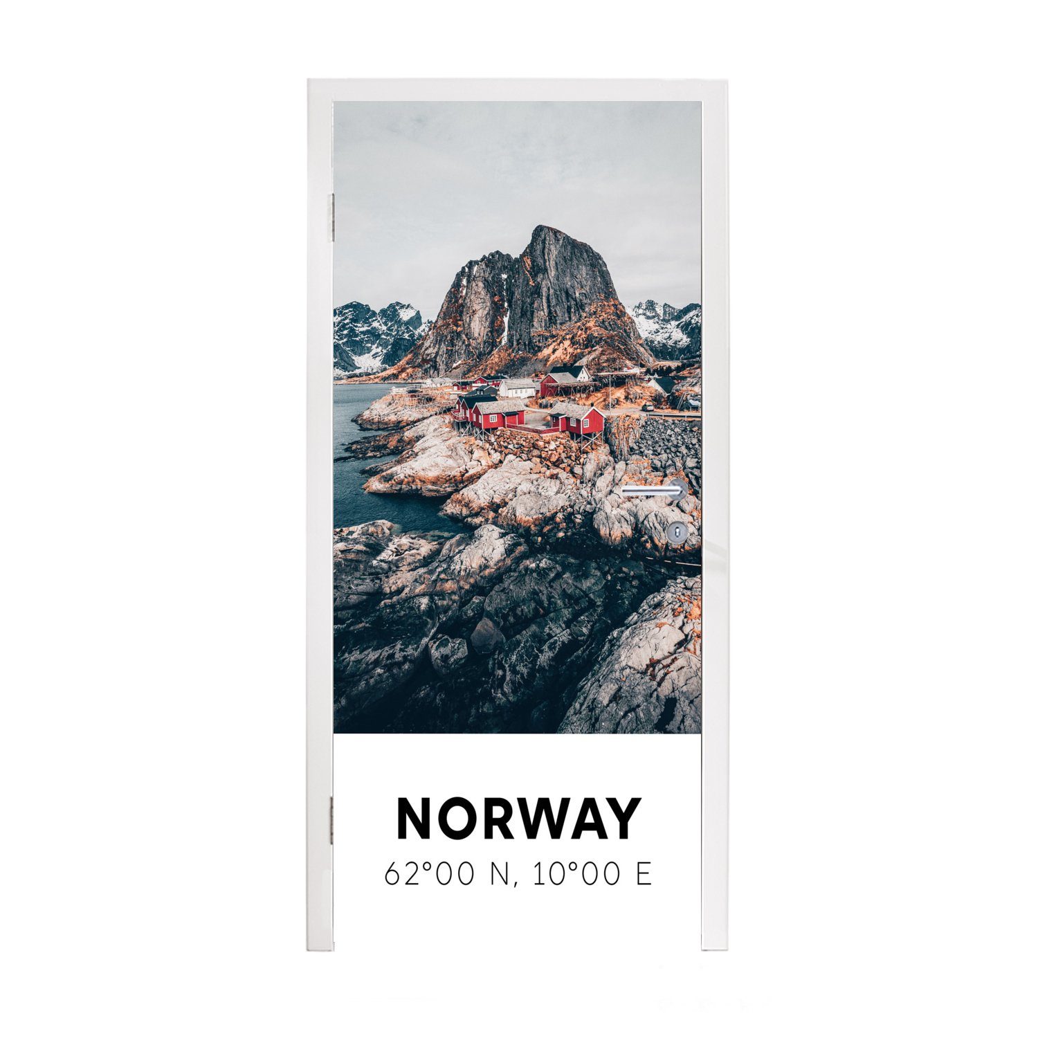 MuchoWow Türtapete Norwegen - Wasser - Bergen, Matt, bedruckt, (1 St), Fototapete für Tür, Türaufkleber, 75x205 cm