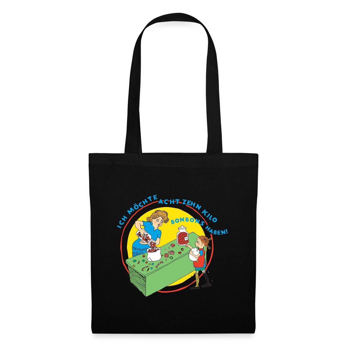 Spreadshirt Henkeltasche Pippi Langstrumpf Kauft Bonbons Zitat Stoffbeutel (1-tlg)