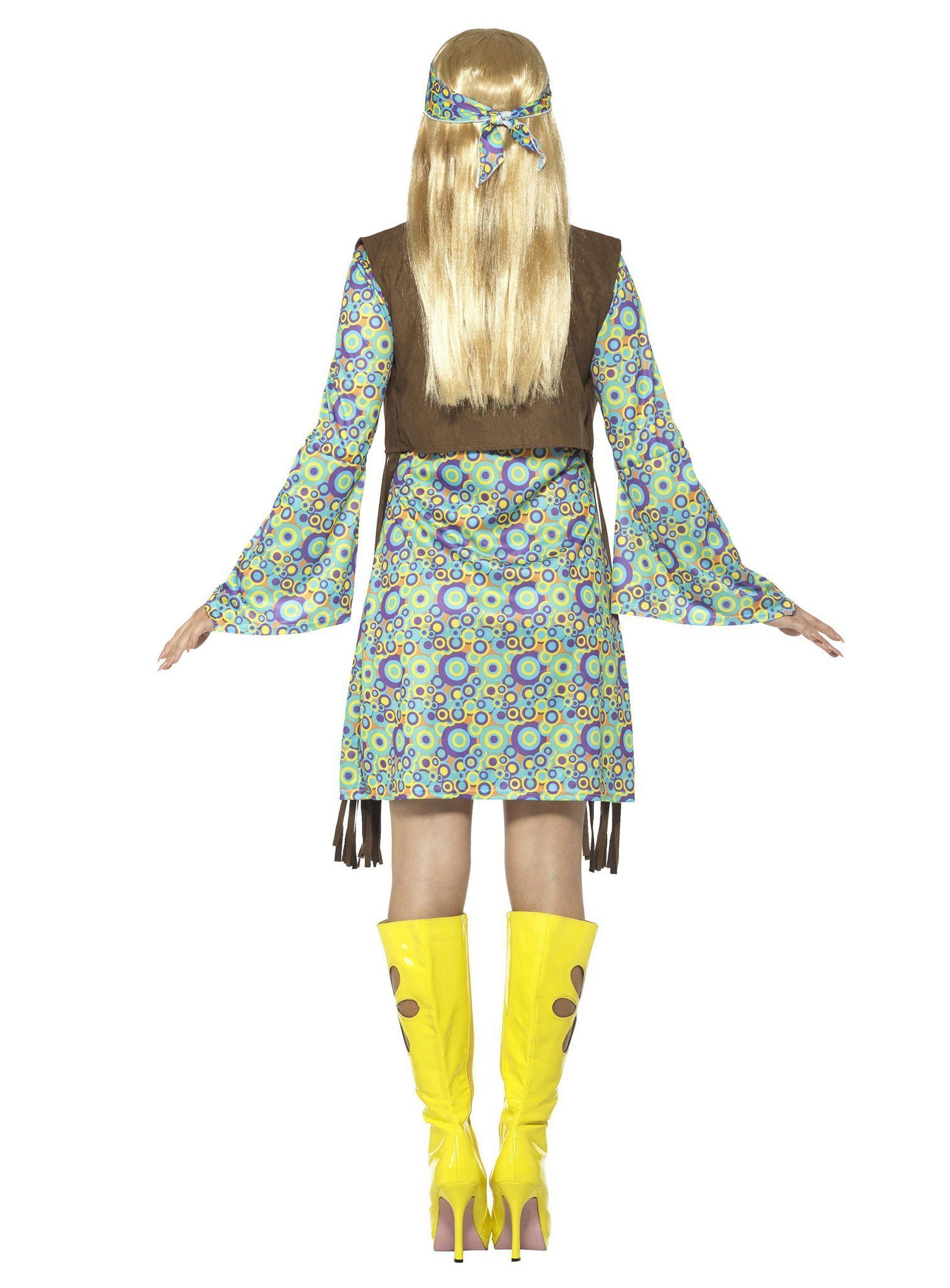 Smiffys Hippie-Kostüm Hippie Flower Kleid Karneval Faschingskostüm Damen, Voll das peacige Hippiekostüm!