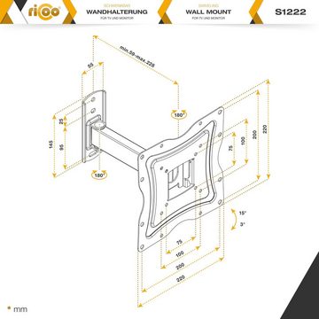 RICOO S1222 TV-Wandhalterung, (bis 55 Zoll, schwenkbar neigbar curved Fernseher Halterung universal VESA 200 x 200)