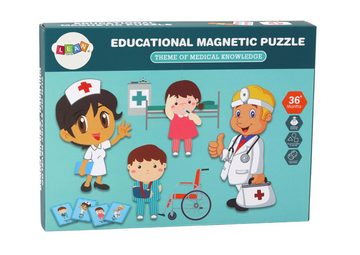 LEAN Toys Puzzle Puzzle Magnetisch Set Box Arzt Krankenhaus Magnetpuzzle Magnettafel, Puzzleteile