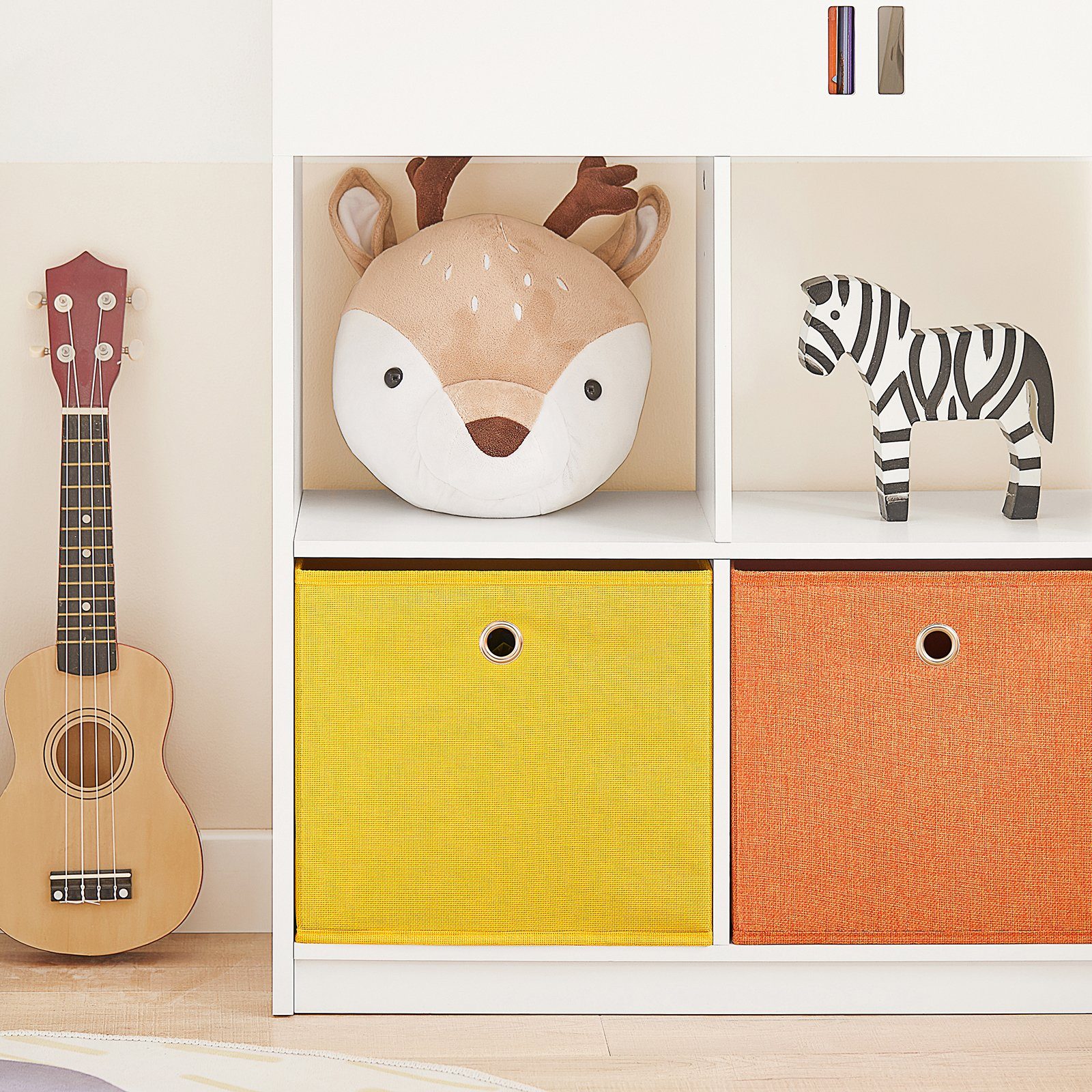mit mit KMB49, Spielzeugregal Haus-Design Stoffboxen 2 SoBuy Kinderregal Bücherregal