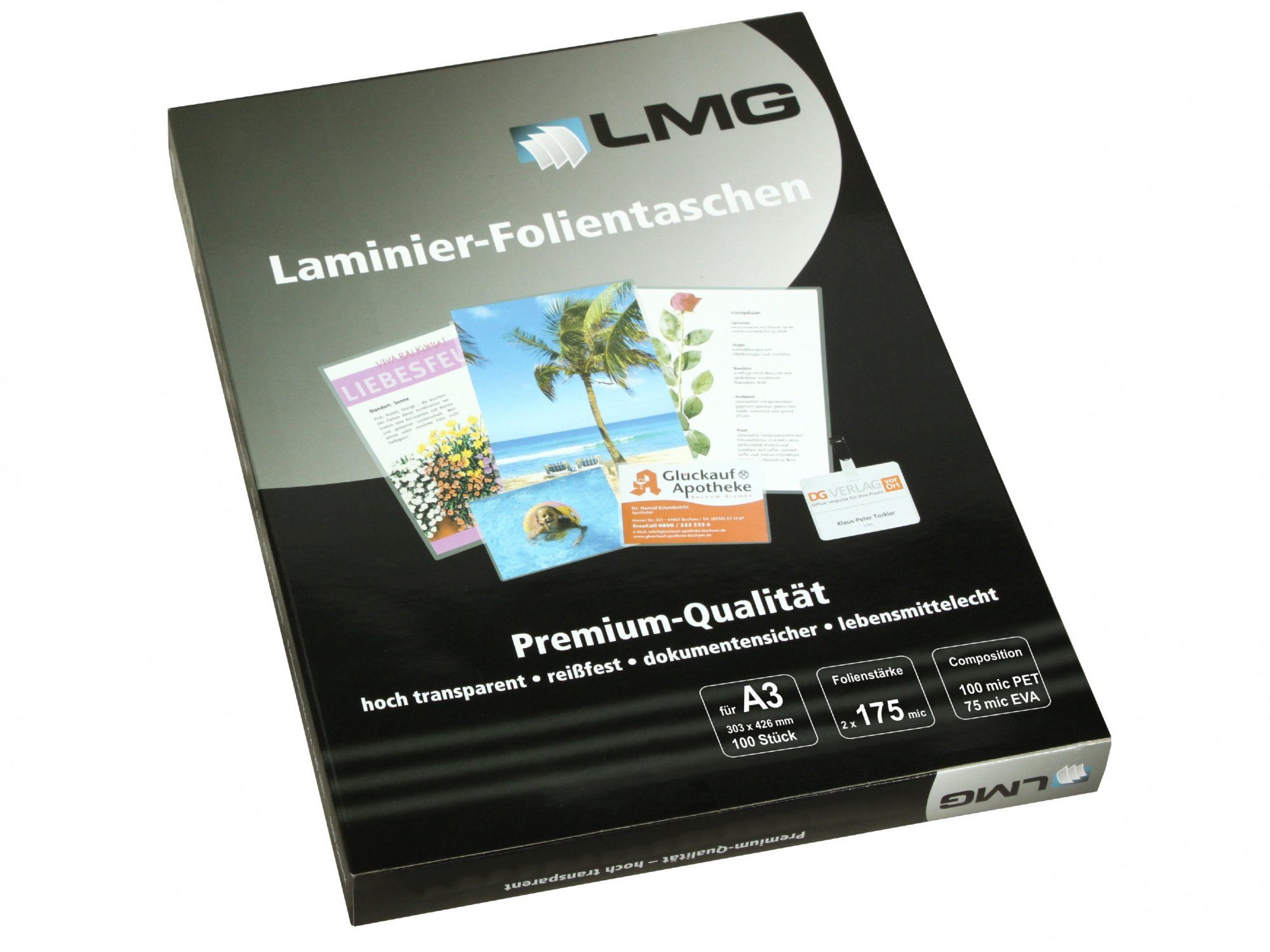 LMG Germany Schutzfolie LMG Laminierfolien A3 (303 x 426 mm), 2 x 175 mic, glänzend