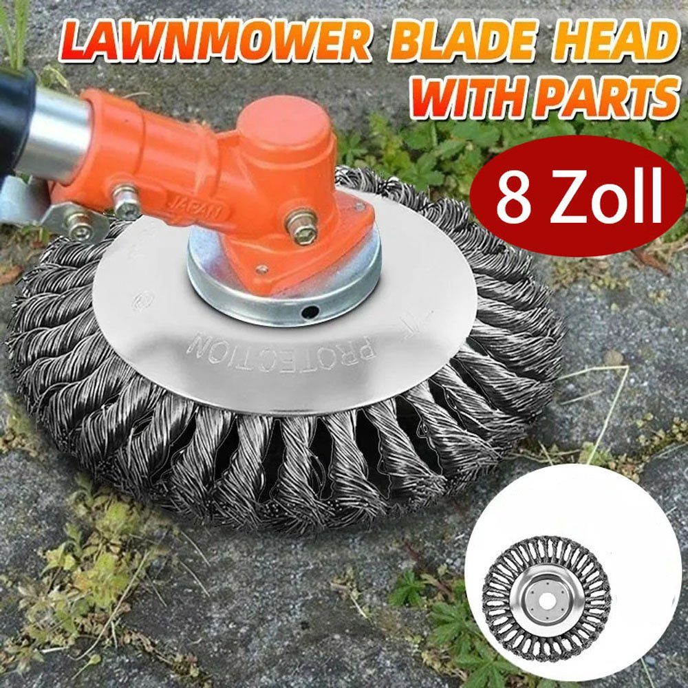 BlingBin Elektro-Rasentrimmer Freischneider Unkrautbürste Motorsense Wildkrautbürste Fugenbürste, 25,4x200mm cm Arbeitsbreite Messer, 25,4 mm und 20 mm für alle gängigen Modelle