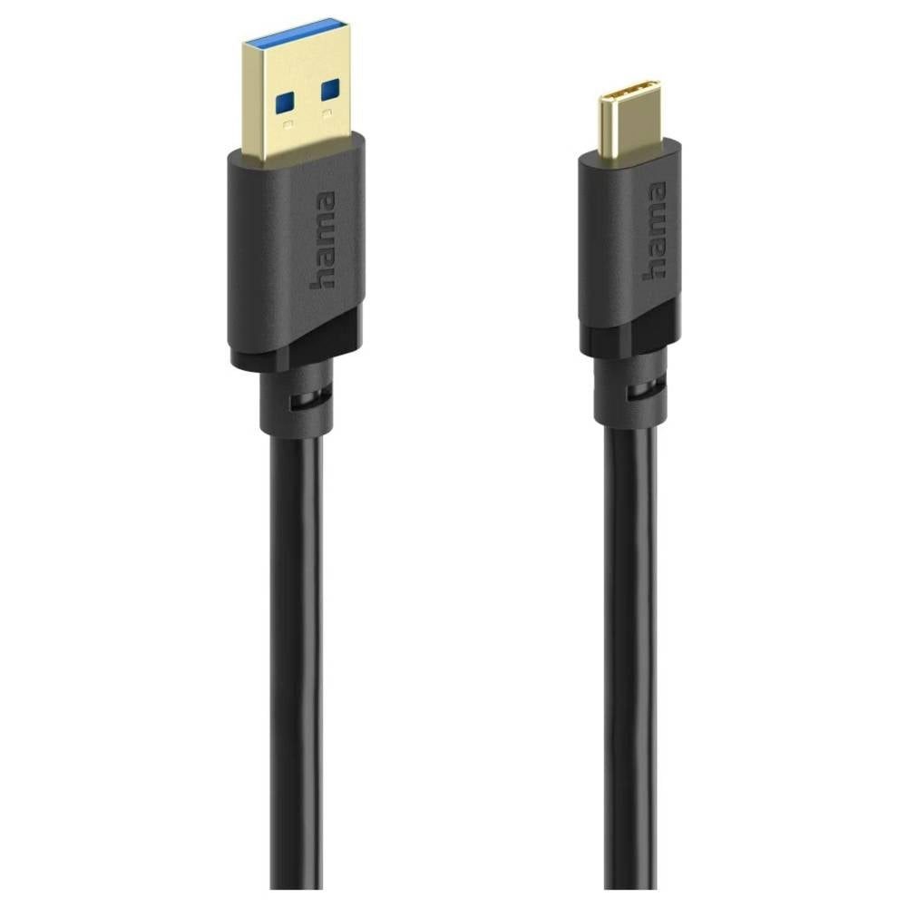 Hama USB-Kabel USB 3.2 Gen1 USB-A Stecker, USB-C® Stecker 3 m Schwarz USB-Kabel, vergoldete Steckkontakte