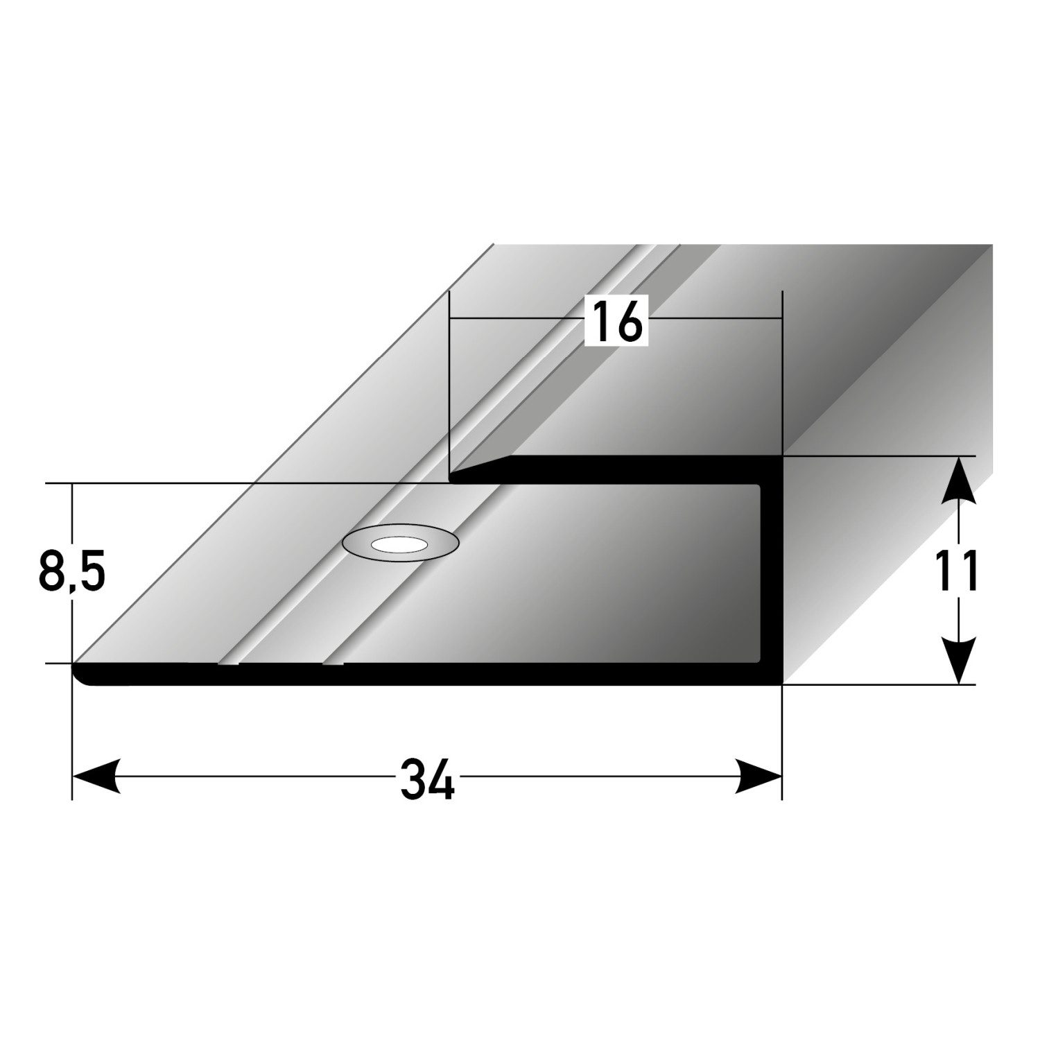 PROVISTON Abschlussprofil 8.5 x 11 x 34 x 900 mm Alu eloxiert Spez.emailliert Schwarz Gebohrt (1-St)