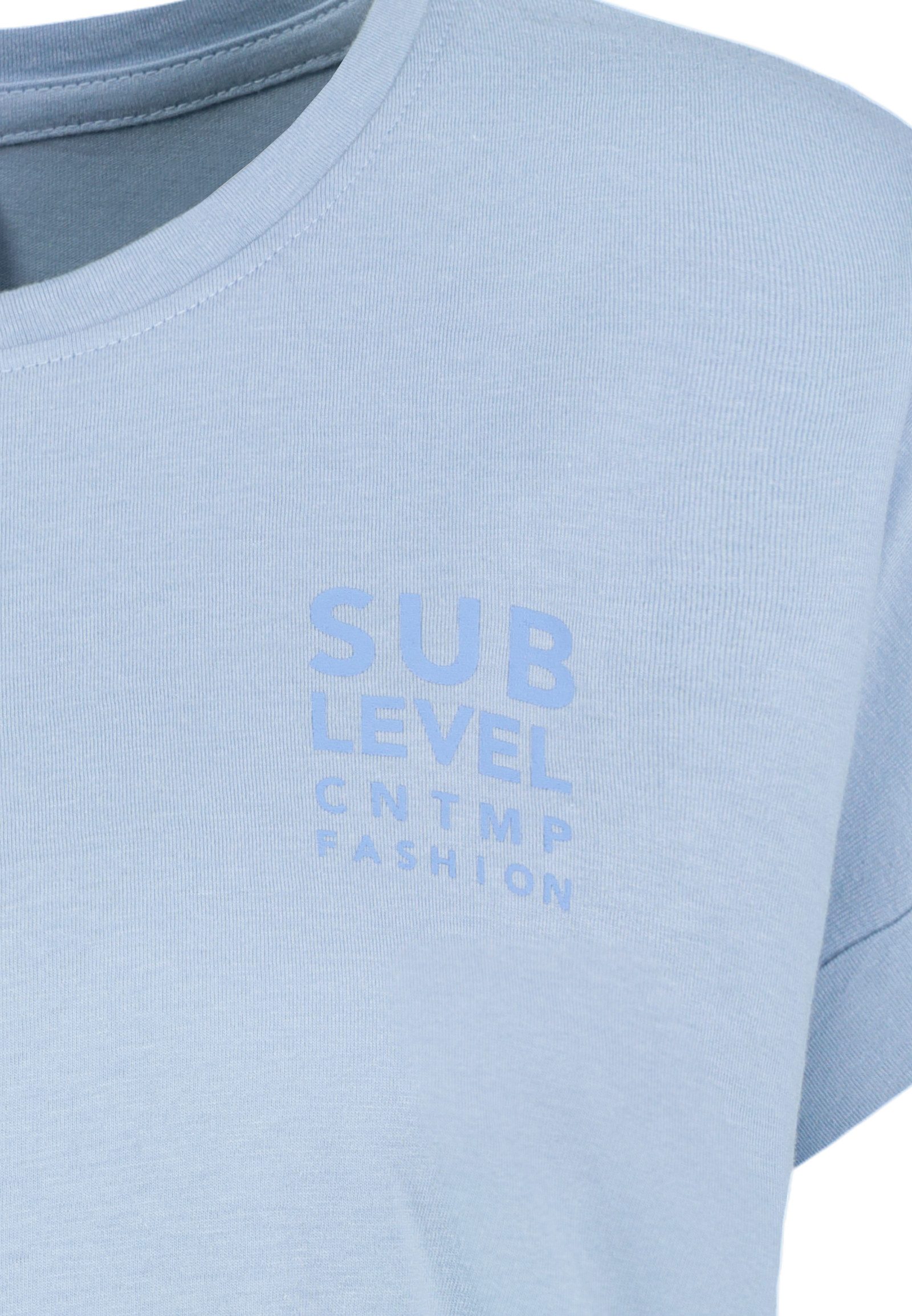 SUBLEVEL T-Shirt Damen Basic T-Shirt Logoprint Modal-Baumwolle T-Shirt mit Ärmelaufschlag