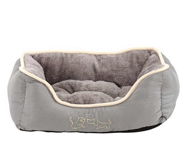 Dehner Tierbett “Sammy, rechteckig, grau, versch. Größen”, hochwertiges Hundebett/Katzenbett, mit herausnehmbarem Liegekissen