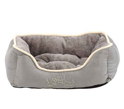 Dehner Tierbett Sammy, rechteckig, grau, versch. Größen, hochwertiges Hundebett/Katzenbett, mit herausnehmbarem Liegekissen
