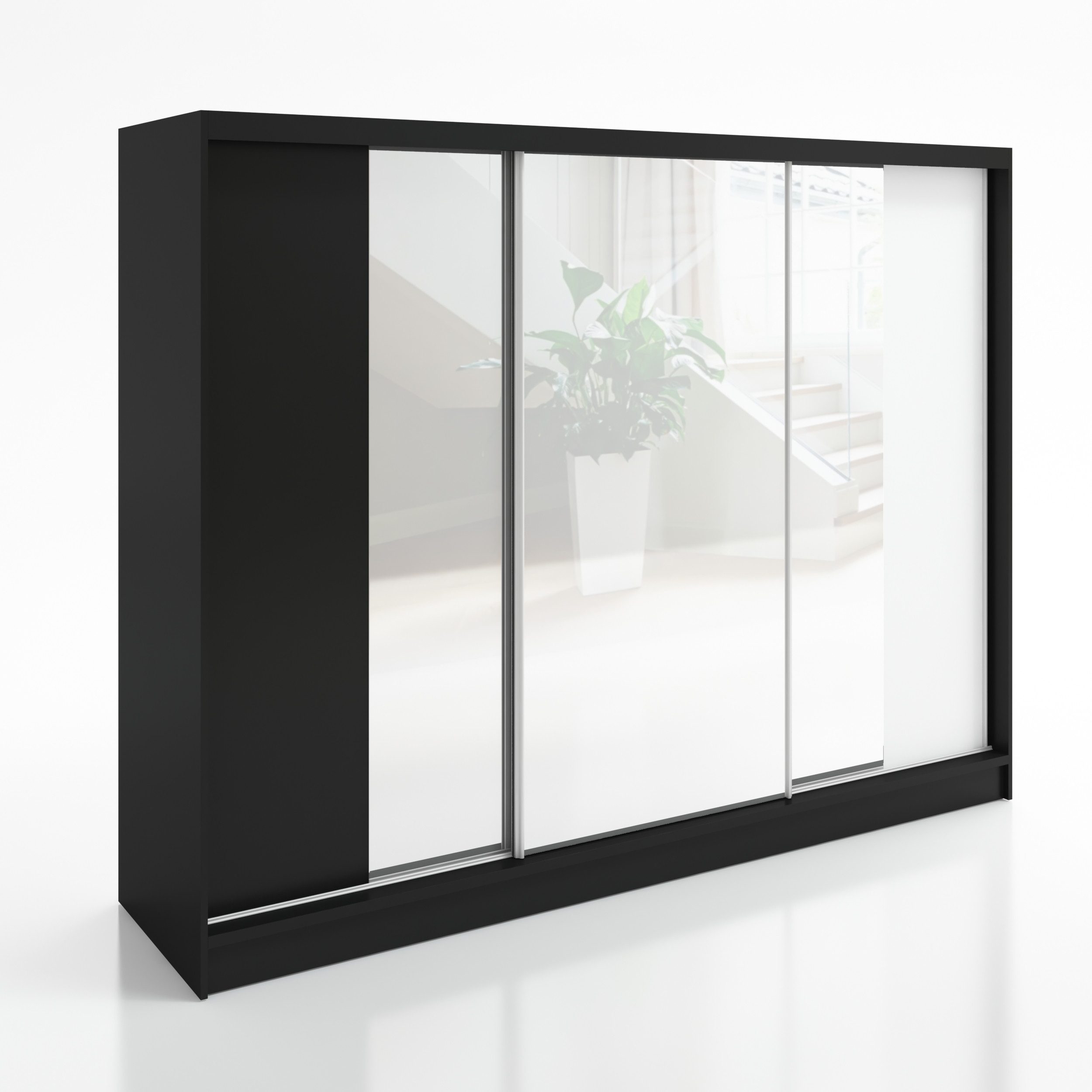 A&J MöbelLand GmbH Schiebetürenschrank VIDA 200 cm 3-türig Schrank mit Schubladen und Spiegel (TOP ANGEBOT! Geräumiger Schrank mit einer Breite von 200 cm und S – Bild 2 von 5