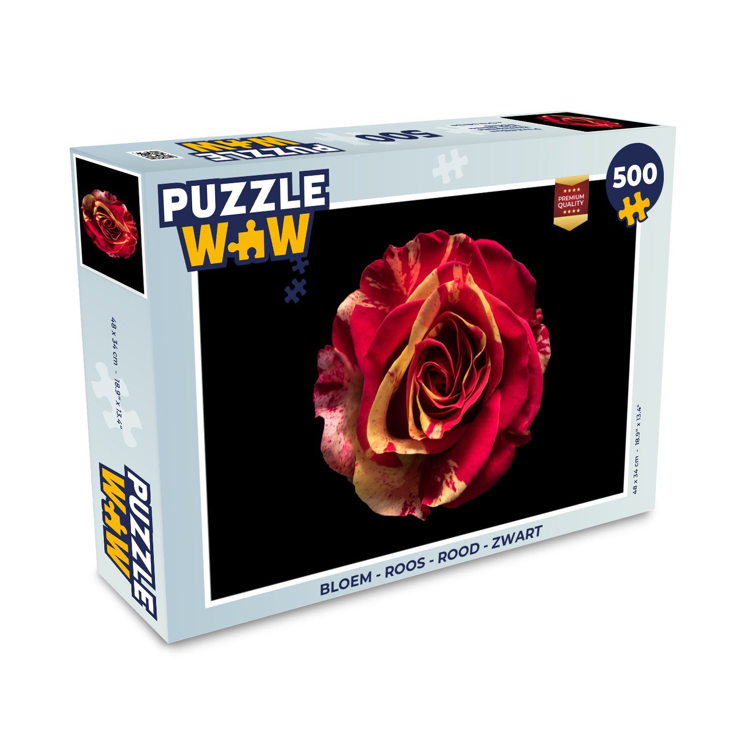 MuchoWow Puzzle Blume - Rose - Rot - Schwarz, 500 Puzzleteile, Foto-Puzzle, Bilderrätsel, Puzzlespiele, Spielzeug