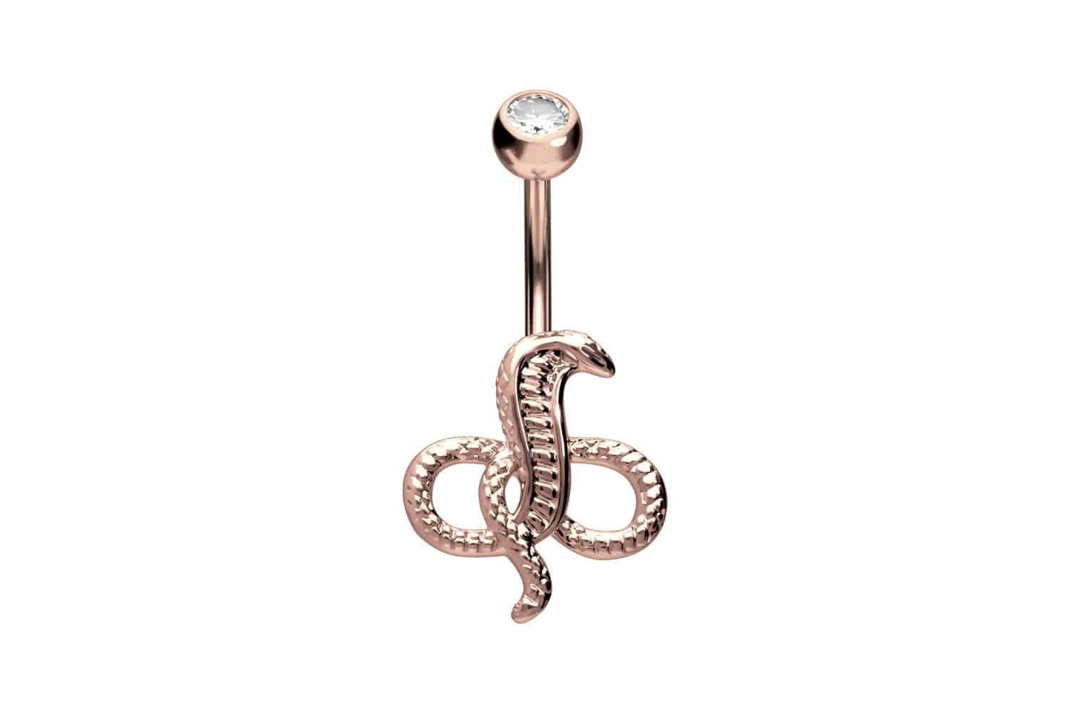 PIERCINGLINE Bauchnabelpiercing Chirurgenstahl Bananabell mit Brass-Design KOBRA (Bananabells, 1-tlg)