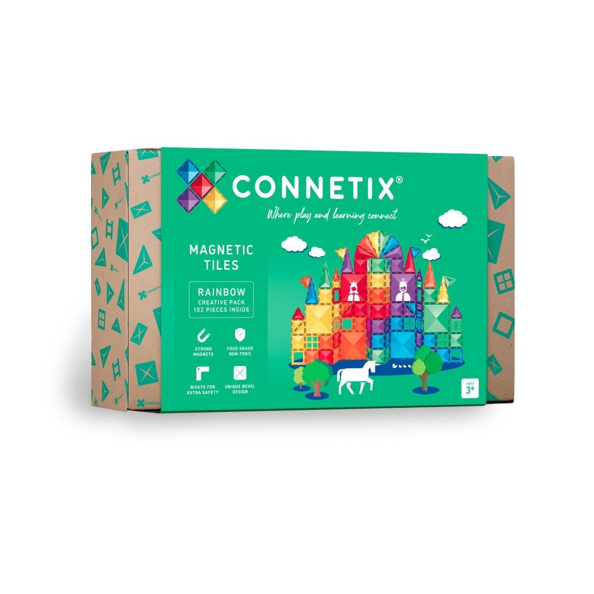 Connetix Rainbow Creative Pack verstärkte Magnete pädagogisches Lernspiel Magnetspielbausteine, (Open Play, 102), ab 3 Jahren