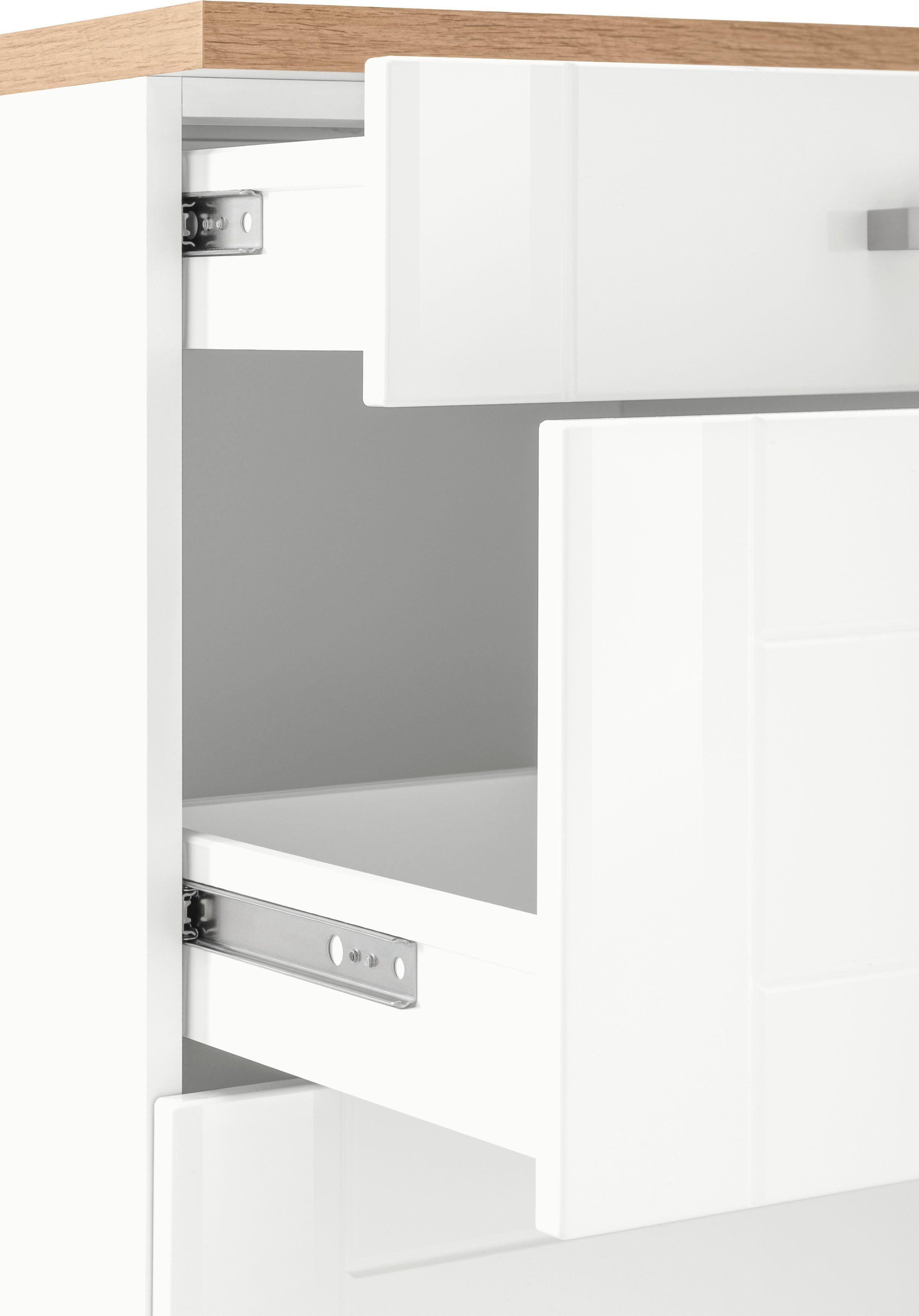 KOCHSTATION Unterschrank KS-Tinnum 120 cm breit, Metallgriffe, MDF Fronten, mit 2 Schubkästen – Bild 5 von 5