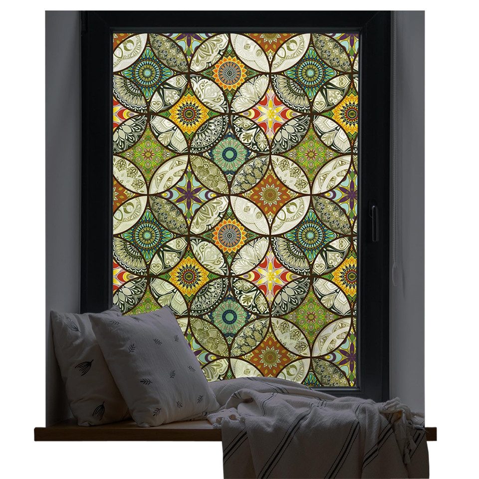 Coonoor Fensterfolie Dekorfolie Glasmalerei Fensterfolie, Blickdicht Selbst günstig online kaufen