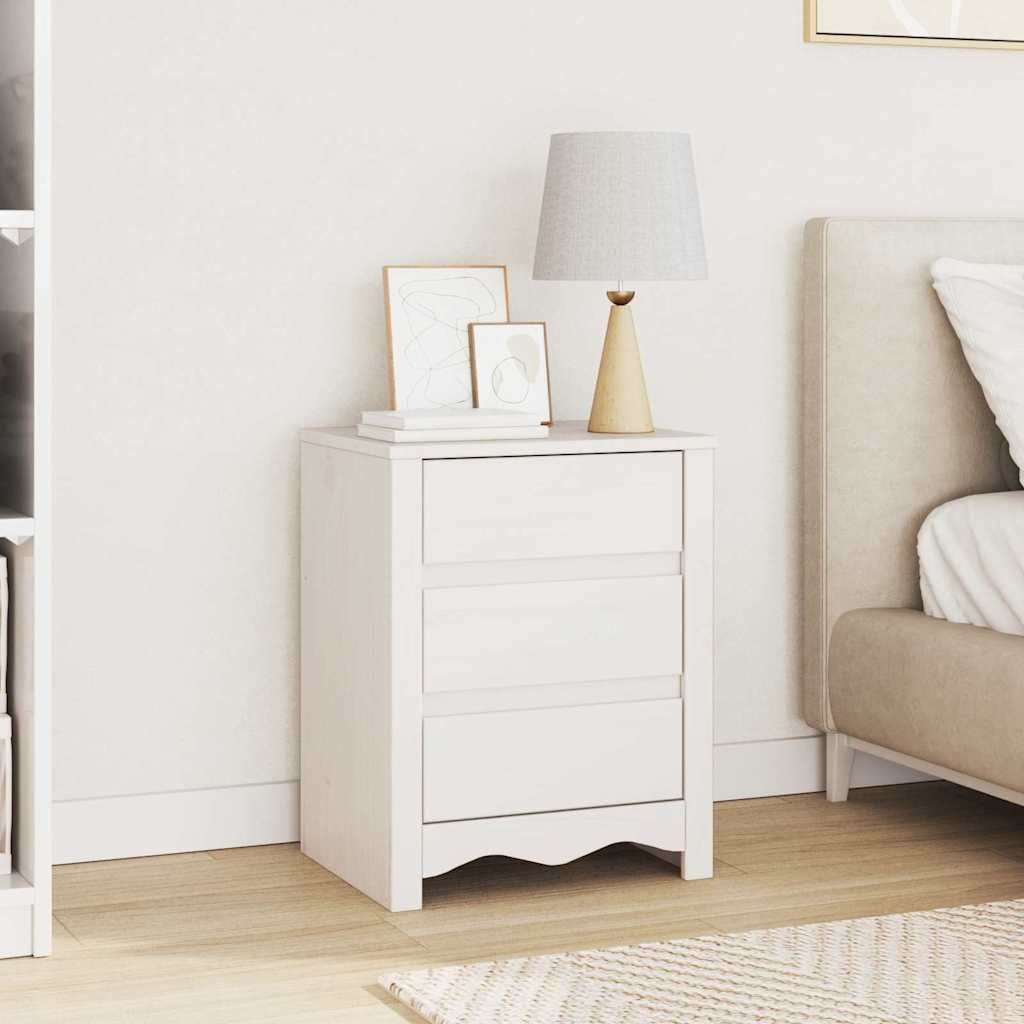 vidaXL Nachttisch Couchtisch Drammen Weiß 45 x 35 x 56 cm Massives Kiefernholz (1-St)
