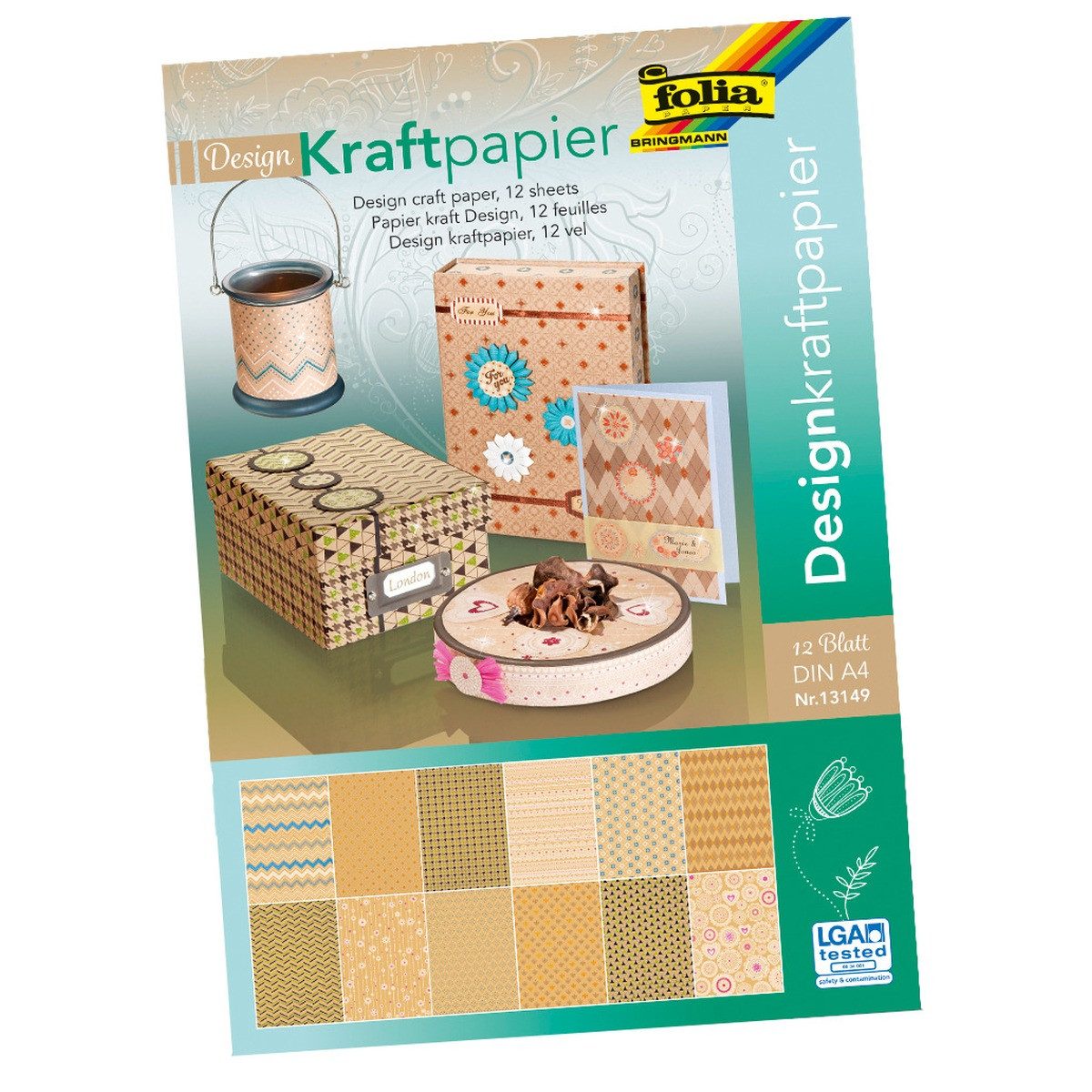 Folia Designpapier folia Designkraftpapier DIN A4 12 Blatt