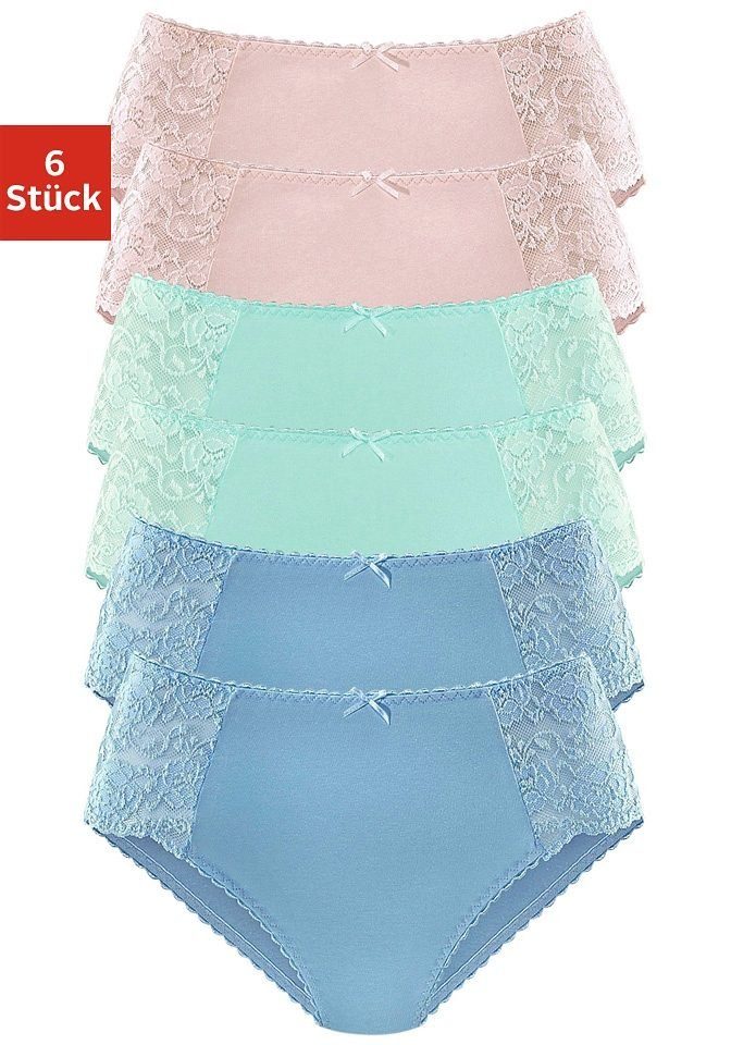 petite fleur Hüftslip (Packung, 6-St) mint blau, elastischer aus Baumwoll-Qualität rosa