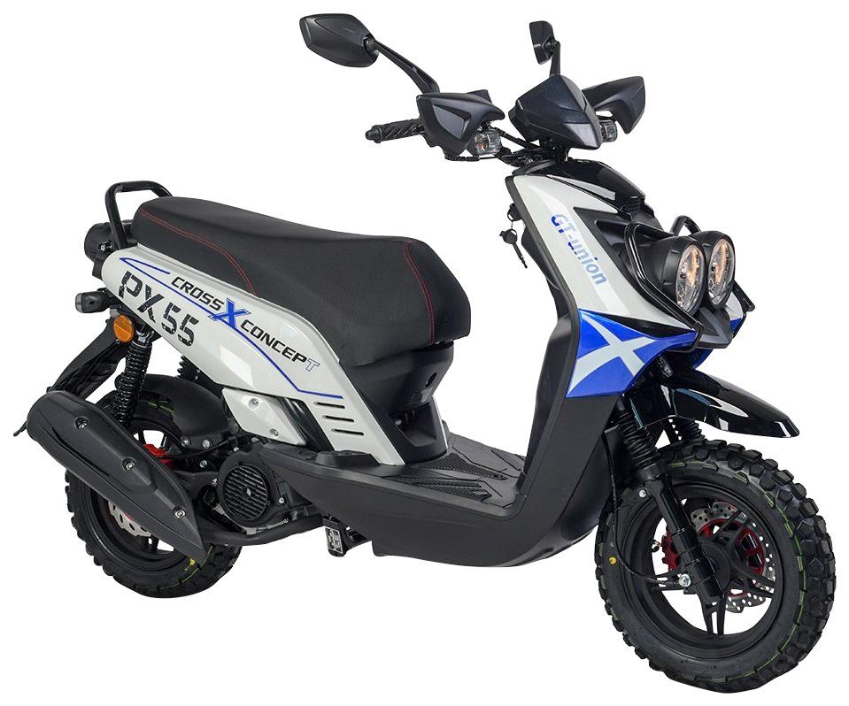 Motorroller km/h, UNION 5 125 PX weiß/blau/schwarz GT ccm, Cross-Concept, Euro 55 85