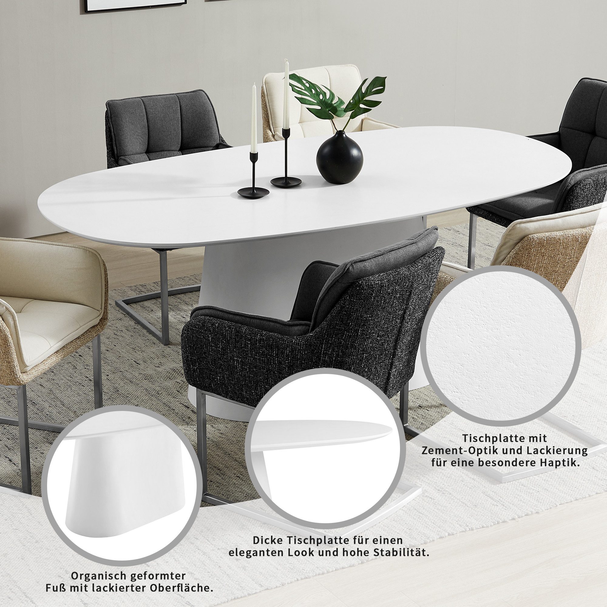 OTTO home Couchtisch Carowa, Zement-Optik, organisches Gestell und FSC-zertifiziertes Holz