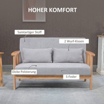 HOMCOM 2-Sitzer Zweisitzer Doppelsofa mit Armlehne, Loveseat mit Samtoptik, Kissen