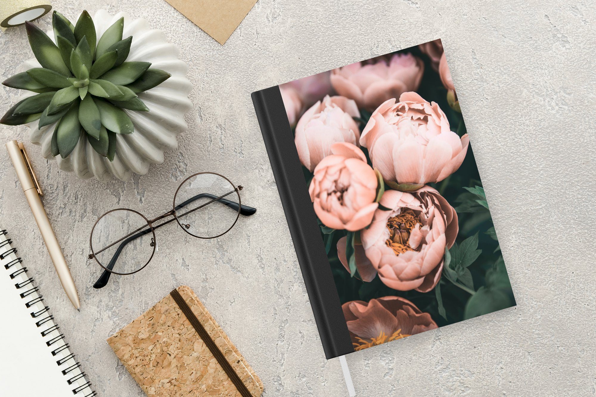 Rosa - Pflanzen, Notizbuch Blumen Journal, Tagebuch, - Merkzettel, Notizheft, Haushaltsbuch 98 MuchoWow Seiten, A5, Natur -