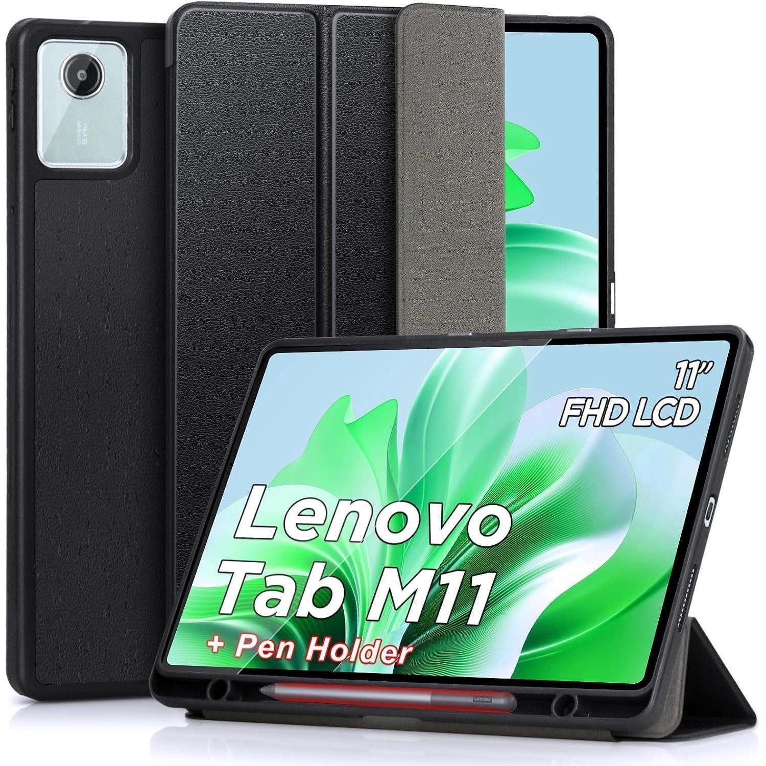LuxusKollektion Tablet-Hülle Tablet Hülle für Lenovo Tab M11 11 Zoll mit Stifthalter Schwarz