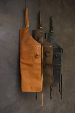 Trademark Kochschürze Dunkelbraune Lederschürze aus weichem Büffelleder