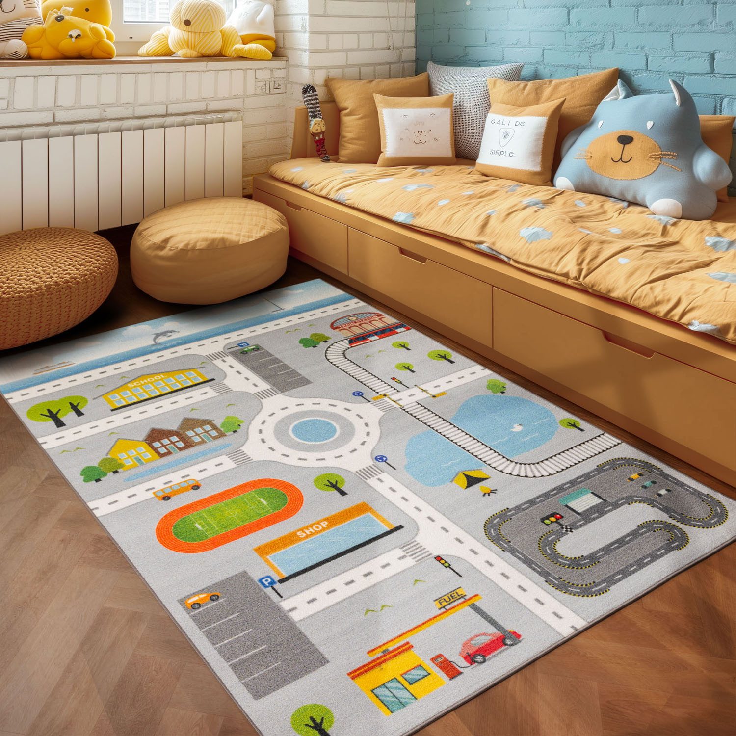 SIMPEX24 Teppich Spielstraße Design, Rechteckig, Höhe: 7 mm, Kinderteppich günstig online kaufen