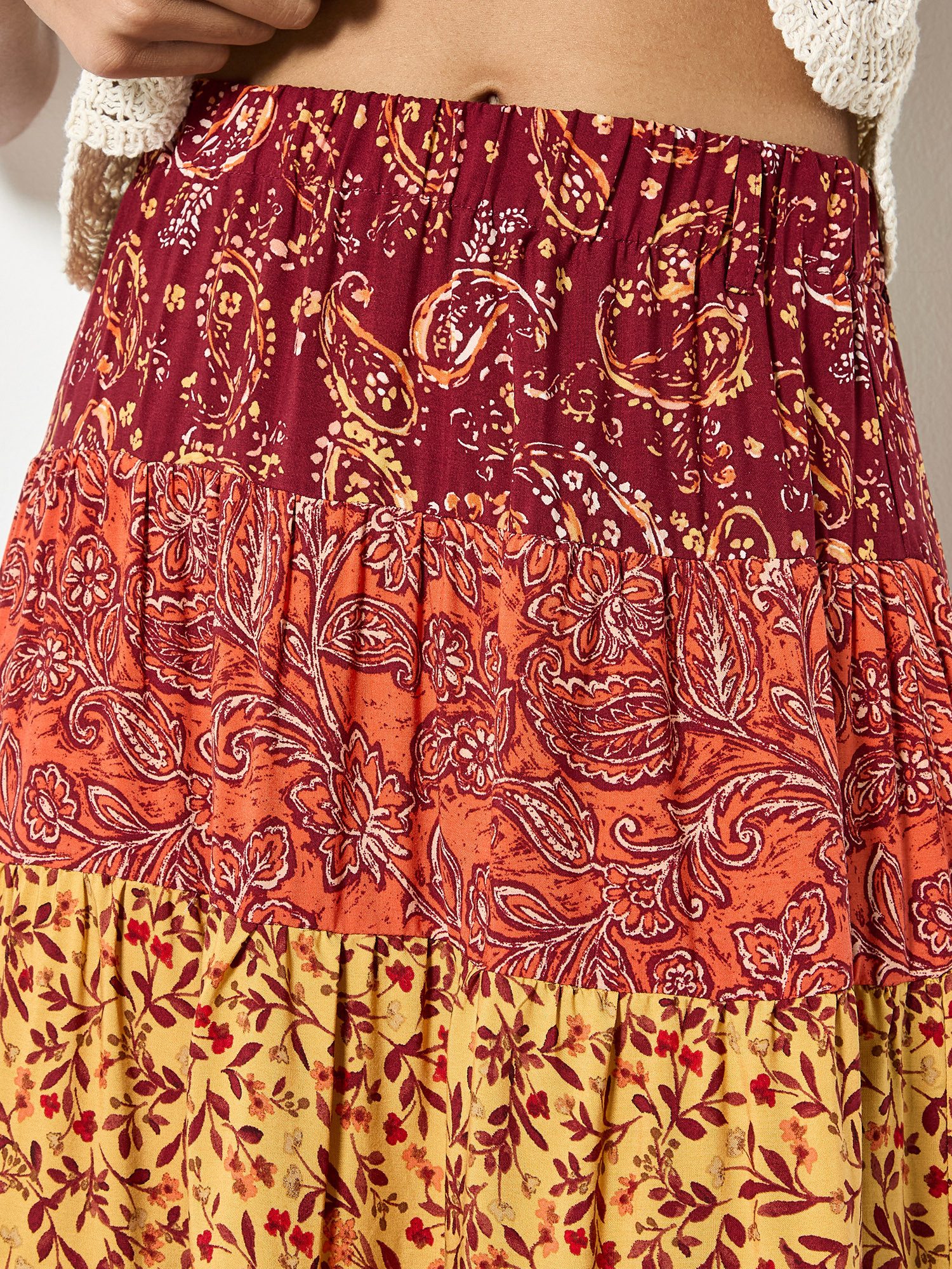 Apricot Maxirock Patchwork-Maxirock mit Stufen
