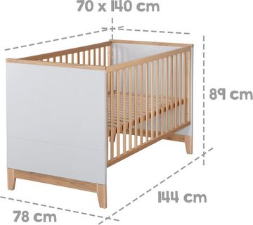 roba® Babyzimmer-Komplettset Caro, (Set, 3-St., Kinderbett, Schrank, Wickelkommode), mit Kinderbett, Schrank und Wickelkommode