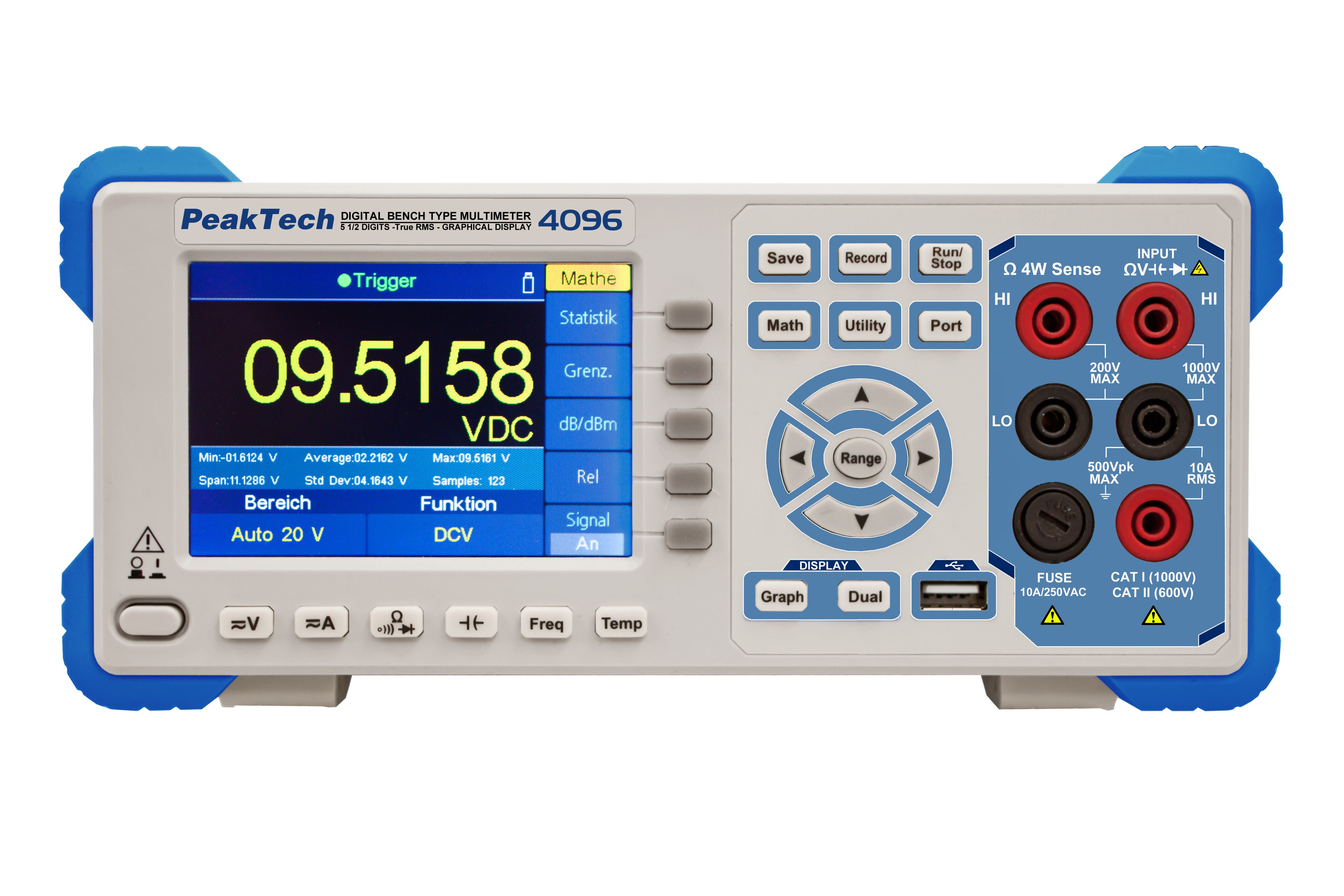 PeakTech Multimeter Grafisches TRMS-Tischmultimeter, TFT, Datalogger, Statistikfunktionen
