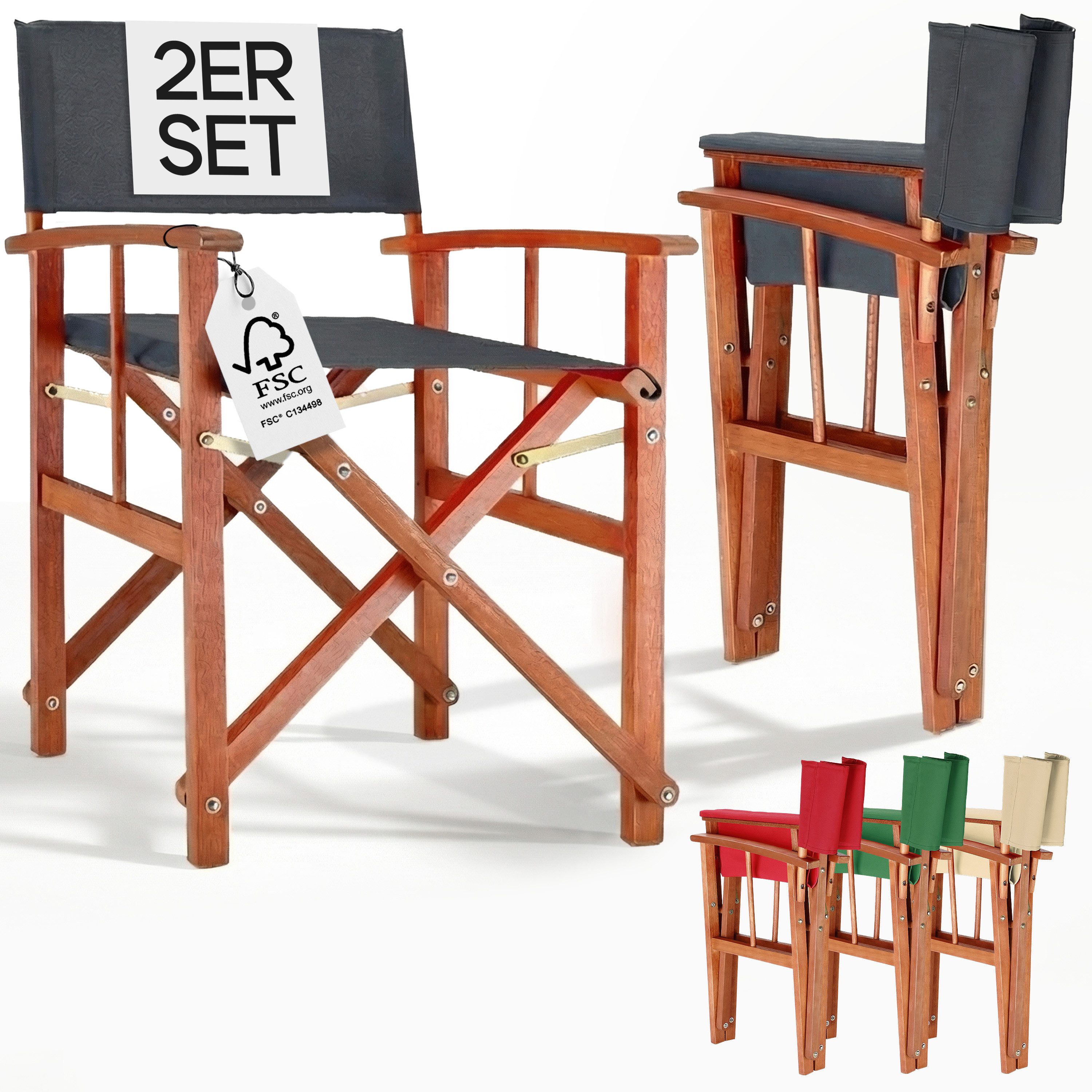 Casaria Regiestuhl, Klappbarer FSC®-zertifizierter Holz Gartenstuhl bis 160 kg Wetterfest