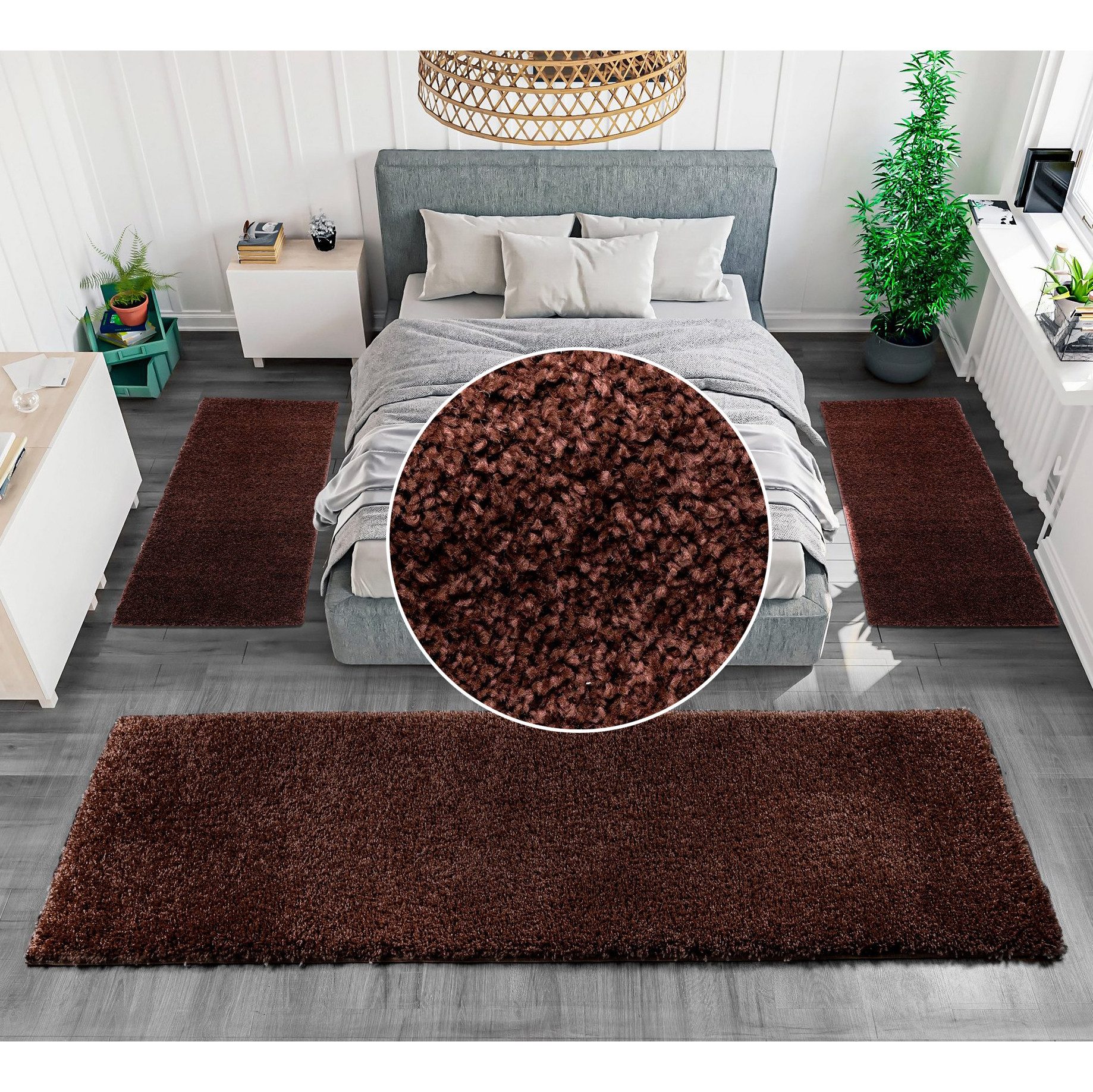 Bruno Banani Bettumrandung Shaggy Soft, Höhe 30 mm, (3-tlg), gewebt, Uni-Fa günstig online kaufen