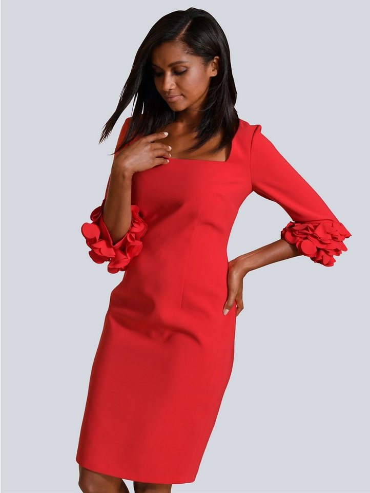 Alba Moda Kleid mit eleganten Details an den Ärmeln in rot