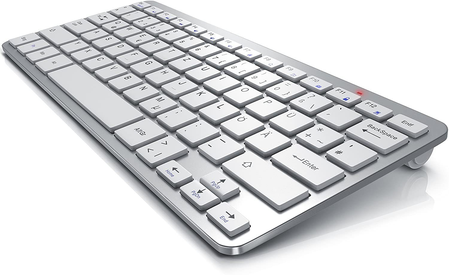 platzsparend, CSL ergonomisch, (2,4Ghz Keyboard, Slim Mini Wireless-Tastatur silber Design Kabellos)