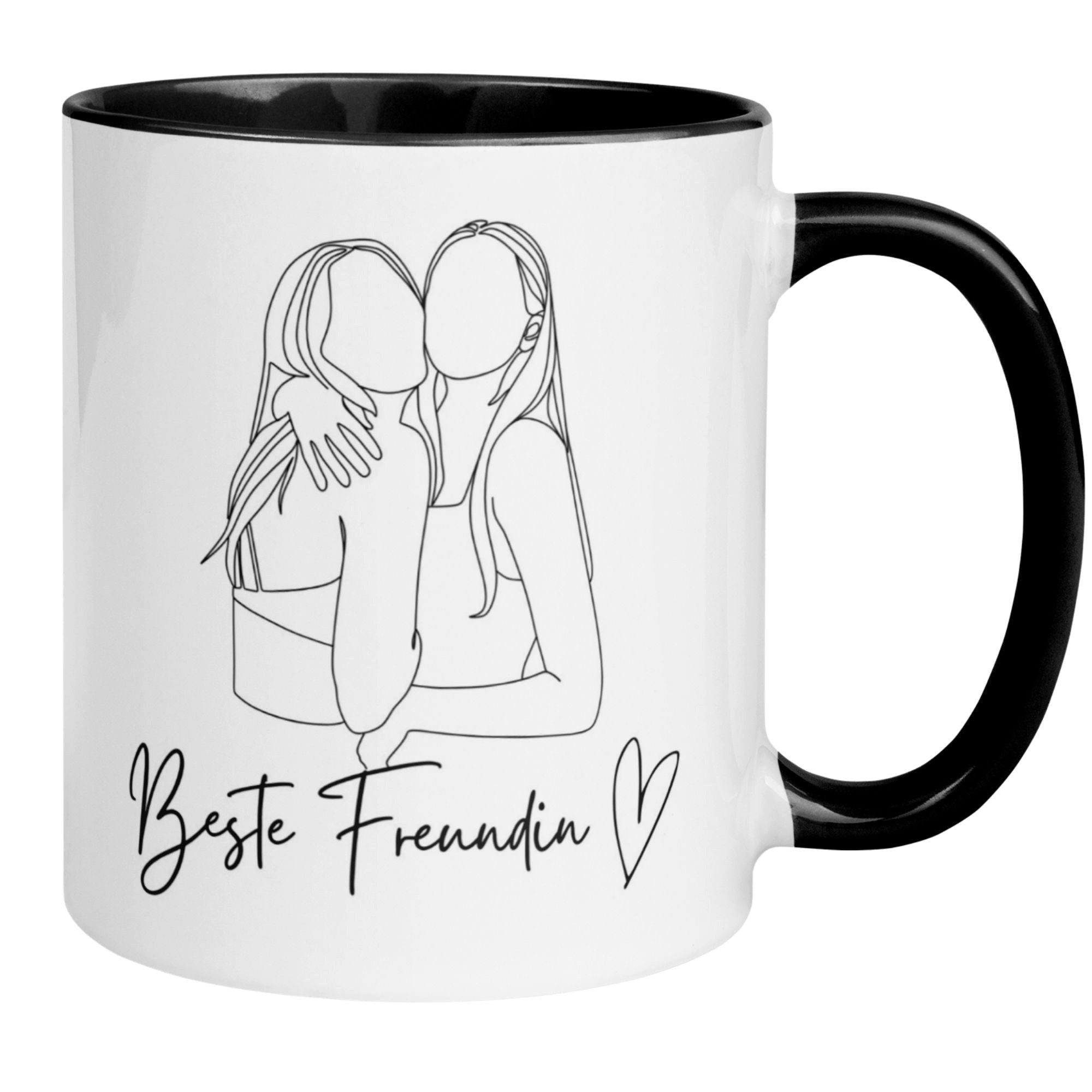 Momentals Tasse Freundschaft – „Umarmung mit Herz“ – Geschenk Becher Beste Freundin, Gratis Versand · Links-&Rechtshänder · Spülmaschinenfest
