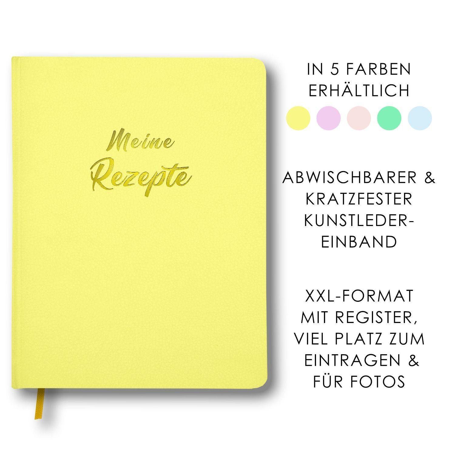 YUNA Notizbuch Meine Rezepte zitronengelb