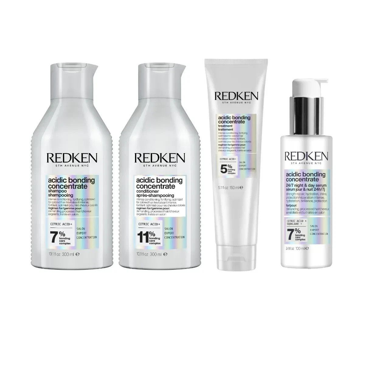 Redken Haarpflege-Set Redken Acidic Bonding Concentrate 4er Bundle Set, 4-tlg., Shampoo - Conditioner - Leave-In - Serum, reichhaltig