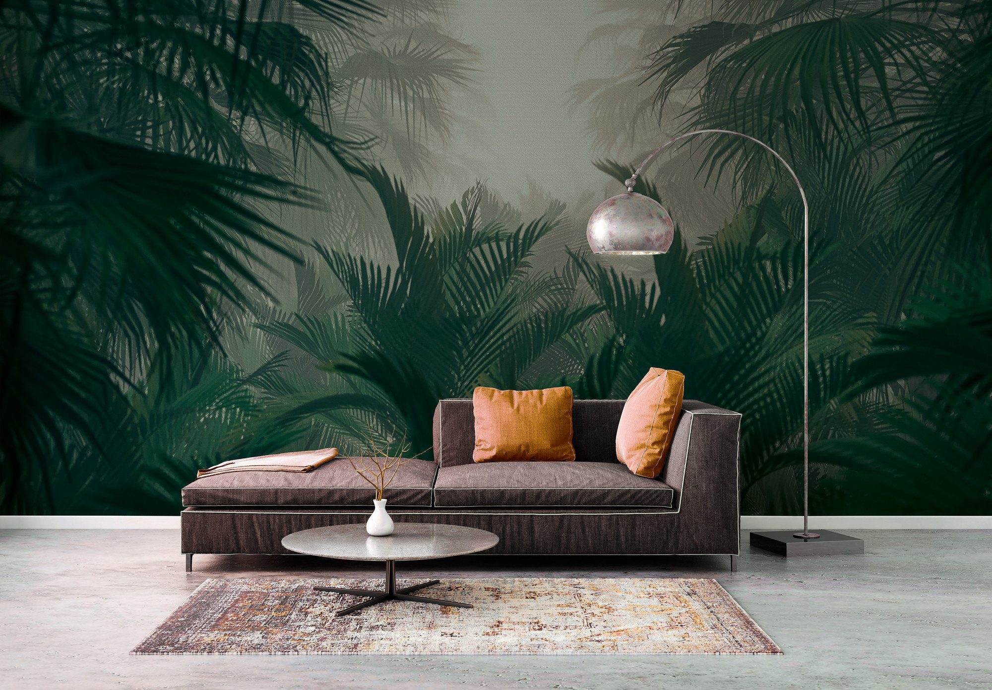 A.S. Création Vliestapete Dschungelfototapete Nebelgrün Tropisches Palmen, strukturiert, matt, (1 St)