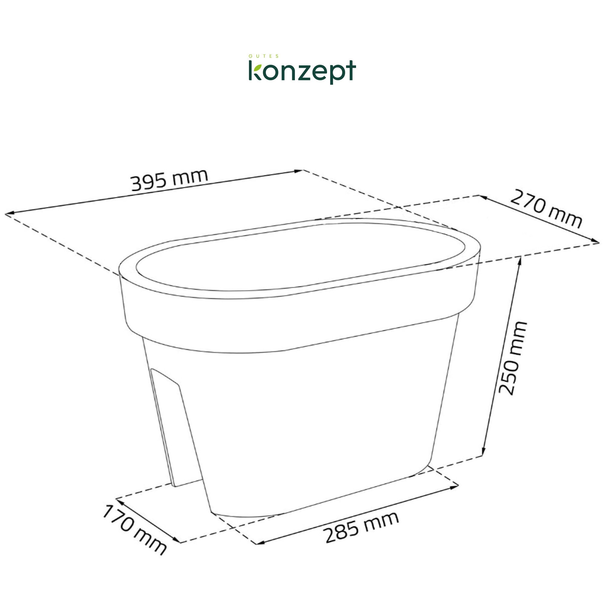 KONZEPT Blumenkasten für Balkongeländer, Geprägtem Rand, 12,3 L, Leicht, Rostbeständig, UV-beständig, Verrottungsbeständig, 40 x 27 cm – Bild 2 von 5