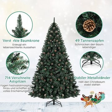 COSTWAY Künstlicher Weihnachtsbaum, mit 714 PVC Nadeln & 49 Tannenzapfen