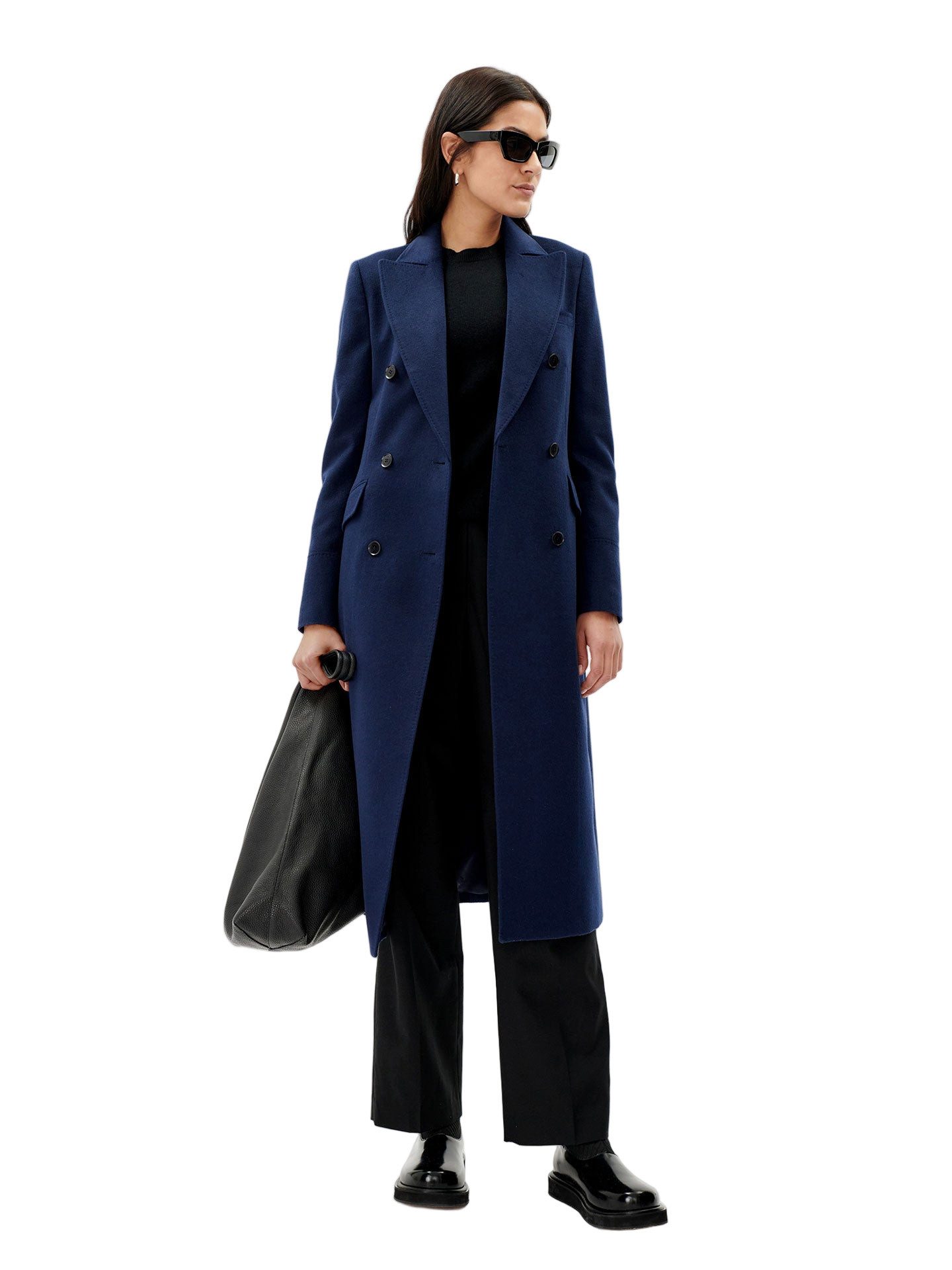 GOBI Cashmere Wollmantel Langer Kaschmirmantel mit Spitzenrevers