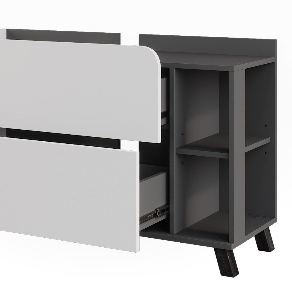 Vicco Waschbeckenunterschrank Karen, Anthrazit/Weiß, 100 x 65 cm mit 2 Schubladen (1-St) – Bild 5 von 5