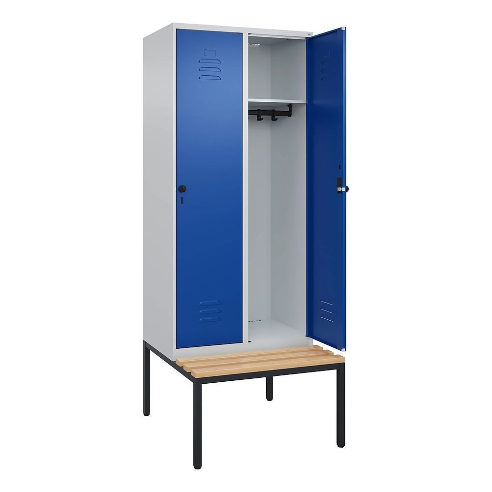 C+P Garderobenschrank Garderobenschrank Classic Plus, Abteilbreite 40 cm, mit Sitzbank Raumgewinn durch Korpushöhe 1700 mm